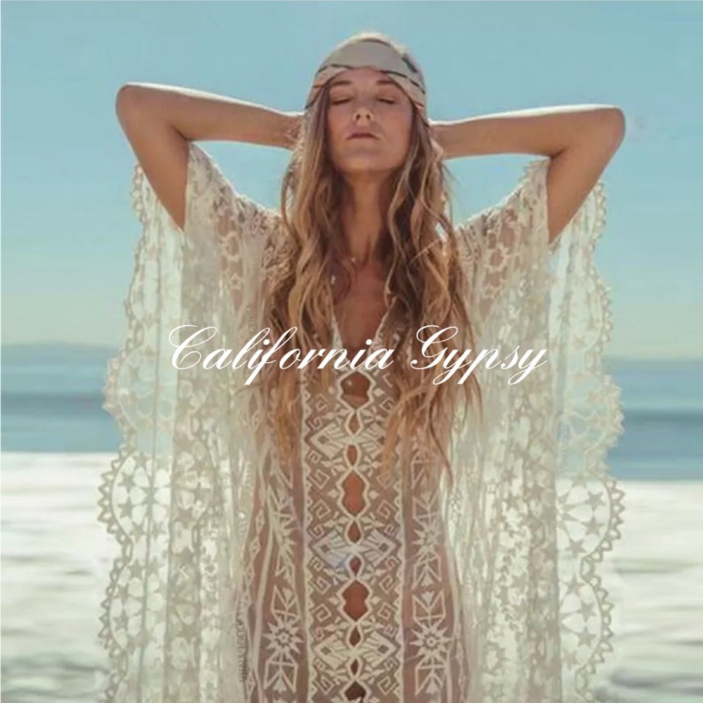 Kaftan Vintage Lace Bohemian Gypsy Coverup - Picture 5 of 12